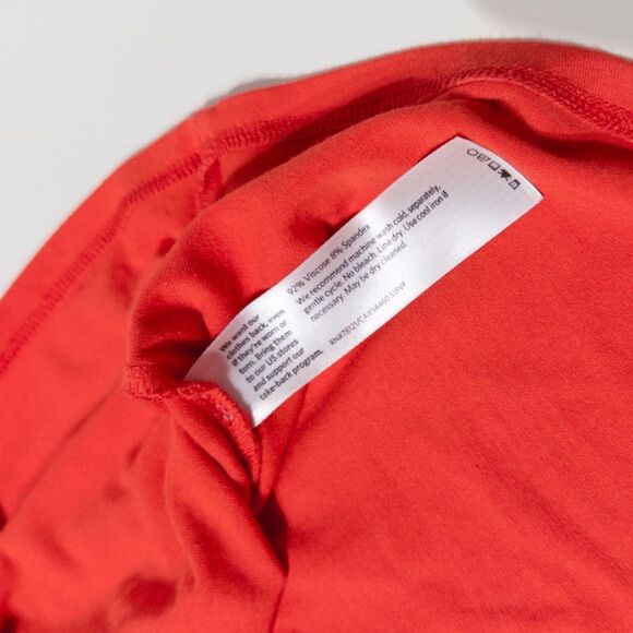 Eileen Fisher USA Boatneck Asymmetric 3/4 Sleeve Blouse Orange Women's Size S - Picture 5 of 8